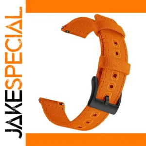 Vibrant Orange Black Canvas Watch Band 22mm 20mm