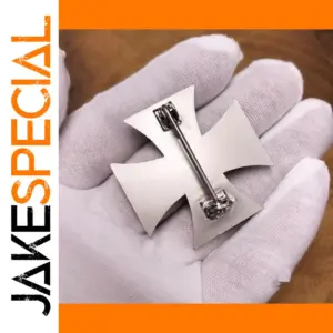 Iron Cross Brooch Emblem in Silver Finish