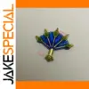 Stylized Decorative Fan with Gold and Blue Accents