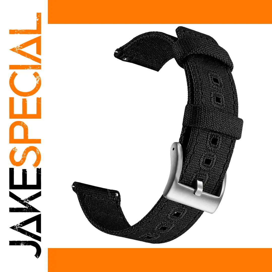 Black Canvas Quick Release Watch Band 20mm 22mm 1 Black Canvas Quick Release Watch Band 20mm 22mm