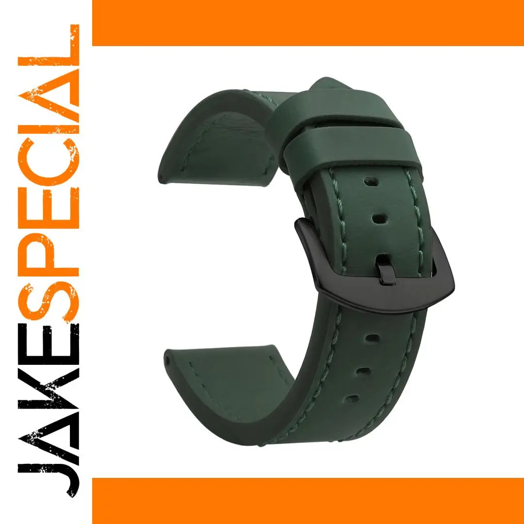 Stylish Green Leather Watch Band 18mm 20mm 22mm 24mm 1 Stylish Green Leather Watch Band 18mm 20mm 22mm 24mm