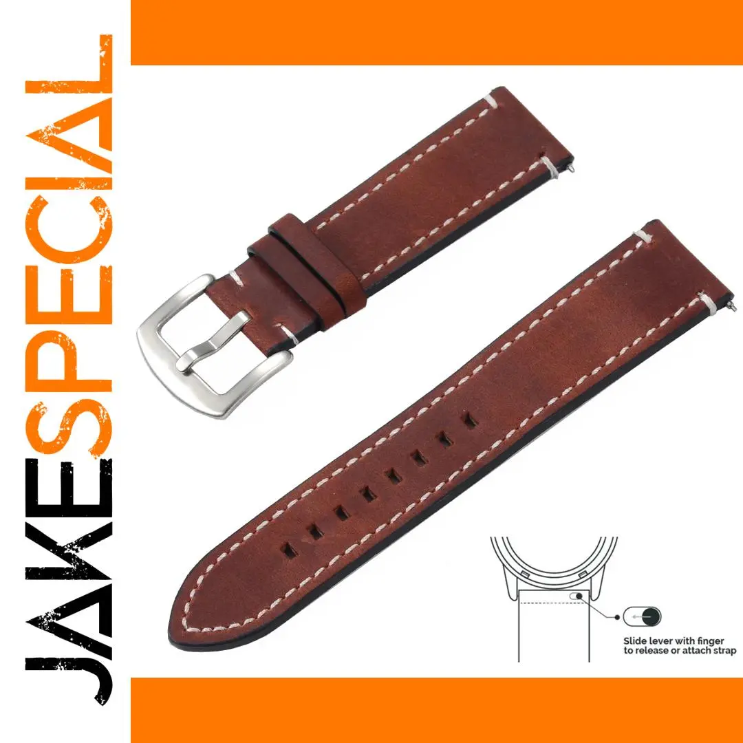 Vintage Leather Watch Band for 22mm and 20mm Watches 1 Vintage Leather Watch Band for 22mm and 20mm Watches