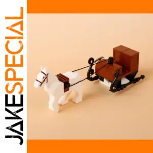 Horse-Drawn Sleigh with Realistic White Horse