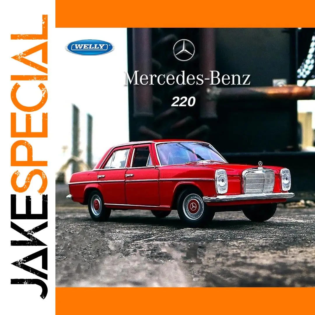 WELLY 1:24 Mercedes-Benz 220 Diecast Model Red 1 WELLY 1:24 Mercedes-Benz 220 Diecast Model Red