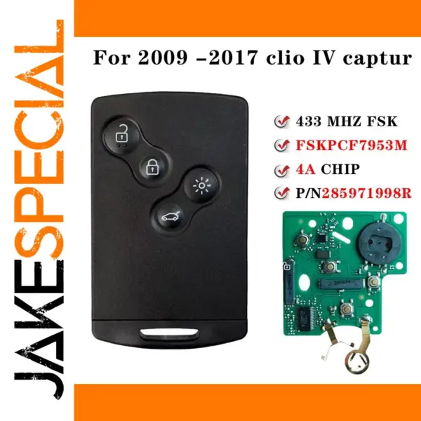 Renault Clio IV Captur Smart Key 4A Chip