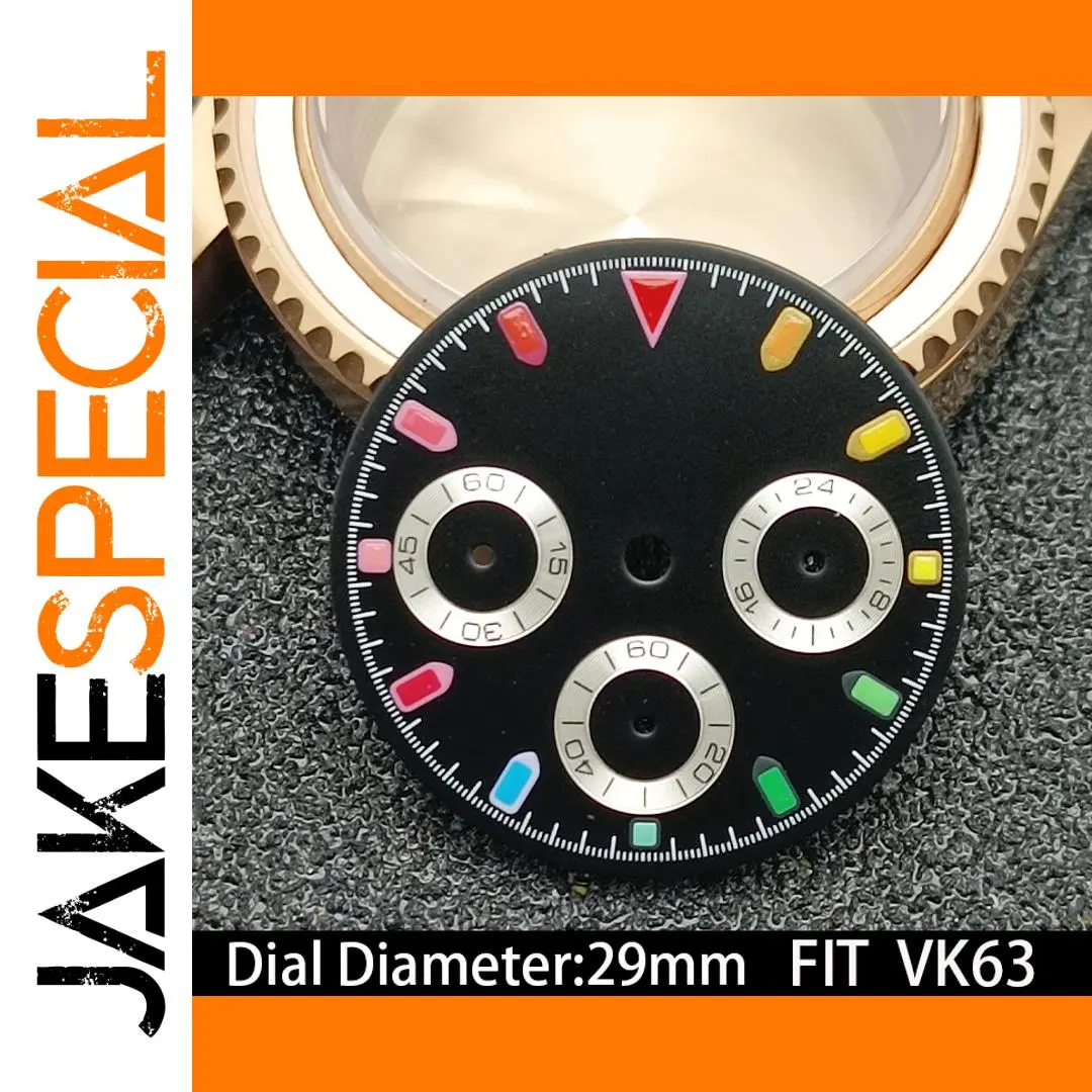VK63 29mm Watch Dial with Color Accents 1 VK63 29mm Watch Dial with Color Accents