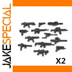 Set of 2 Black Military Minifigure Weapons