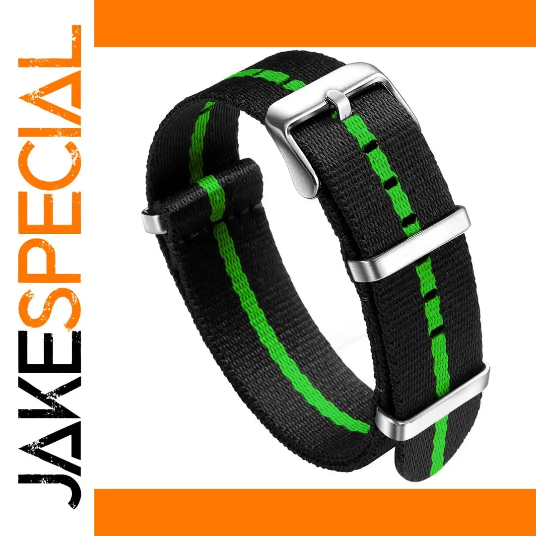 SAMCO SC-Nylon Black and Green Watch Band 20mm 22mm 1 SAMCO SC-Nylon Black and Green Watch Band 20mm 22mm