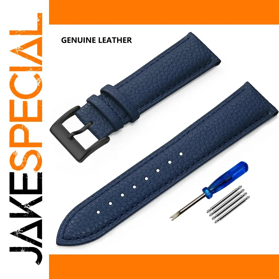 Genuine Blue Leather Watch Strap 12mm-24mm 1 Genuine Blue Leather Watch Strap 12mm-24mm