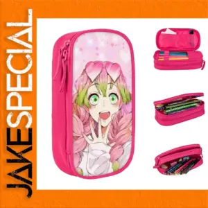 Demon Slayer Pink Pencil Case with Compartments