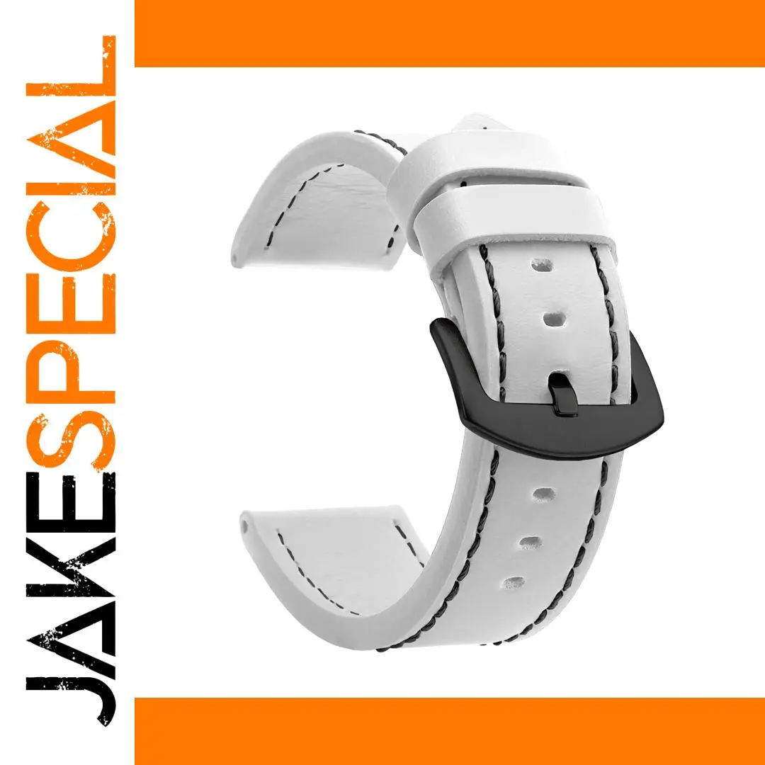 Stylish White Leather Watch Strap 18mm-24mm 1 Stylish White Leather Watch Strap 18mm-24mm