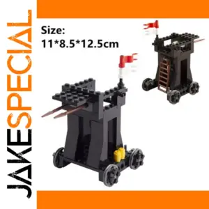 Medieval Black Catapult Model with Ladder