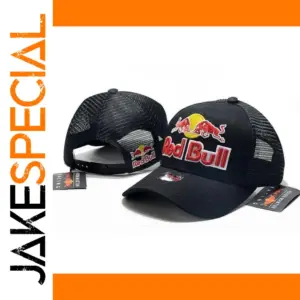 Red Bull Black Baseball Cap with Mesh Design