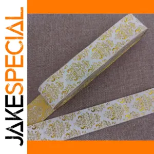 Vintage Ethnic Gold and White Ribbon 25mm x 7m