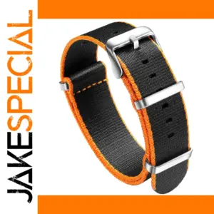 Black and Orange Nylon Watch Band 20mm 22mm