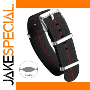 Black and Red Nylon Watch Band 20mm 22mm