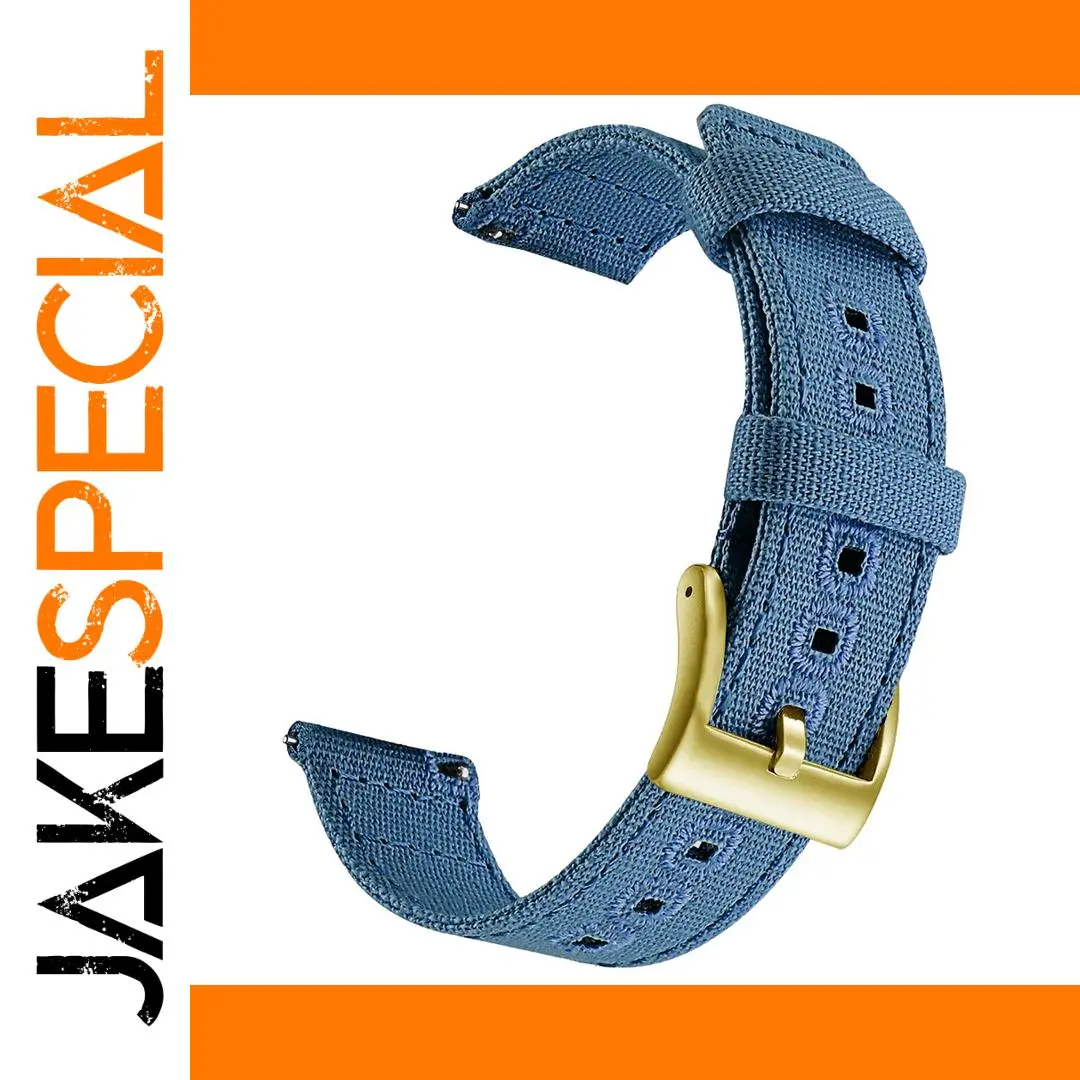 Ink Blue Canvas Quick Release Watch Band 20mm 22mm 1 Ink Blue Canvas Quick Release Watch Band 20mm 22mm