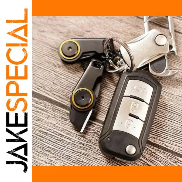 Compact Black Mini Folding Knife Keychain Tool