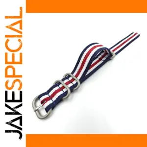 Navy Blue Red White NATO Watchband Strap 18-24mm