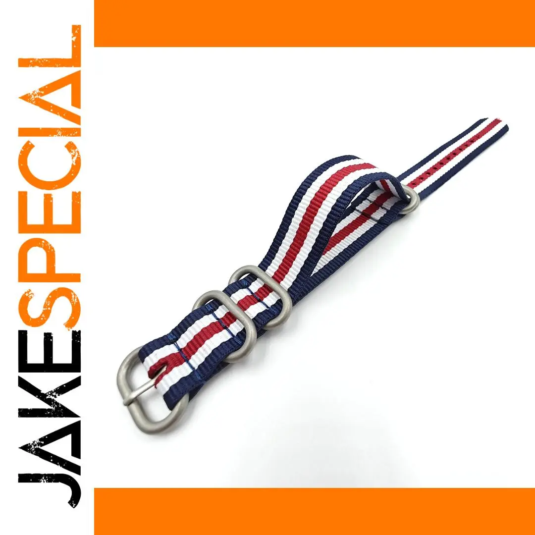 Navy Blue Red White NATO Watchband Strap 18-24mm 1 Navy Blue Red White NATO Watchband Strap 18-24mm