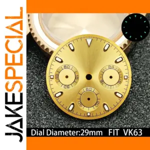 Gold VK63 29mm Watch Dial With Luminous Markers