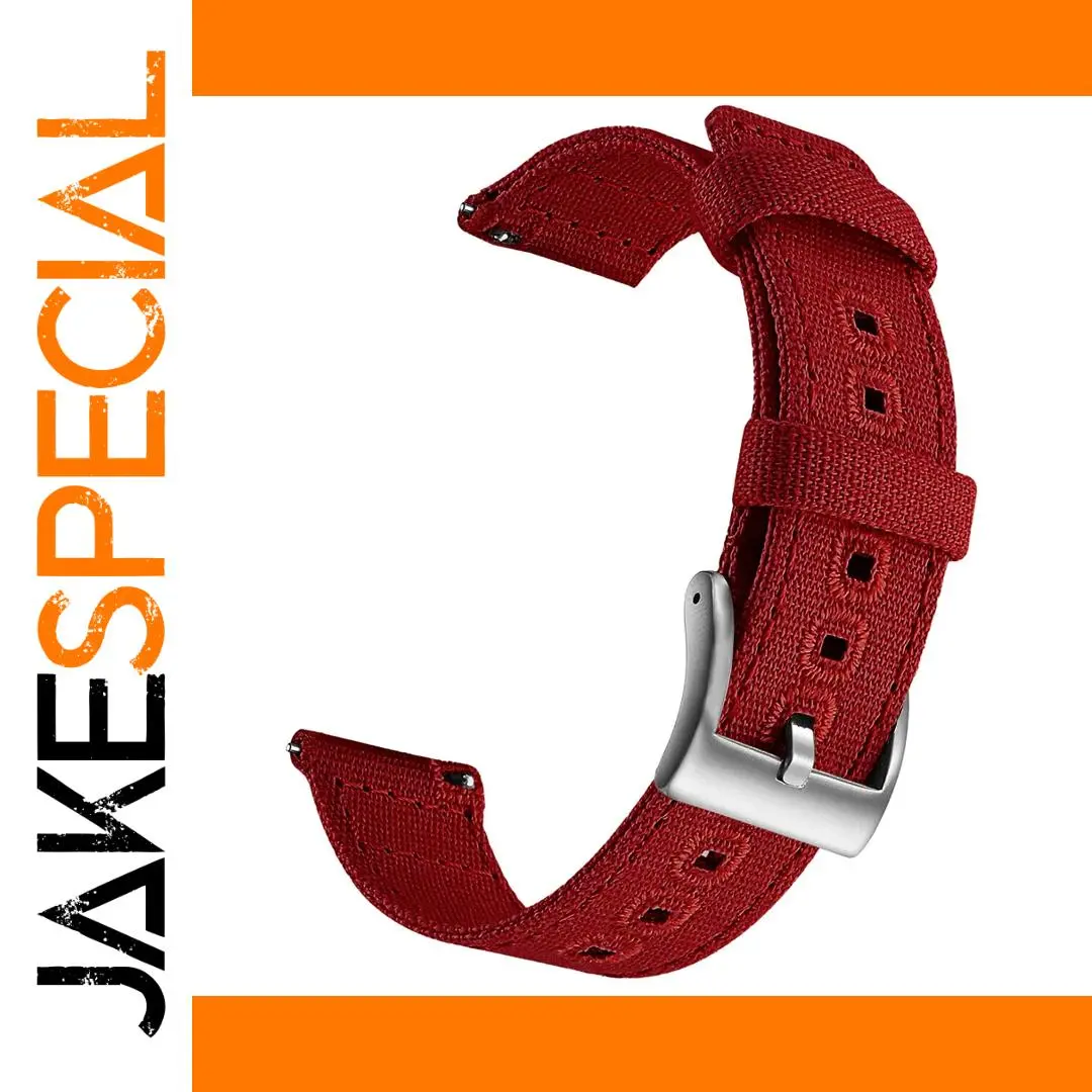 Wine Red Canvas Quick Release Watch Band 20mm 22mm 1 Wine Red Canvas Quick Release Watch Band 20mm 22mm