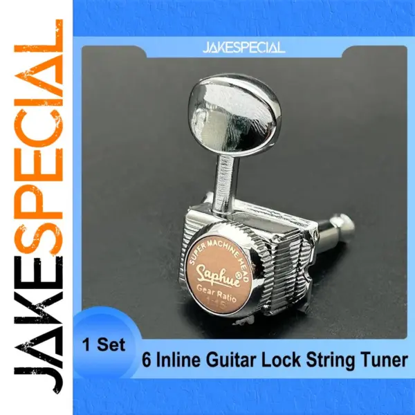 Saphue 6 Inline Guitar Locking Tuners Chrome