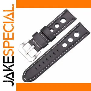 Vintage Black Cowhide Leather Watch Strap 20mm