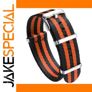 Black and Orange Nylon Watch Band 20mm 22mm