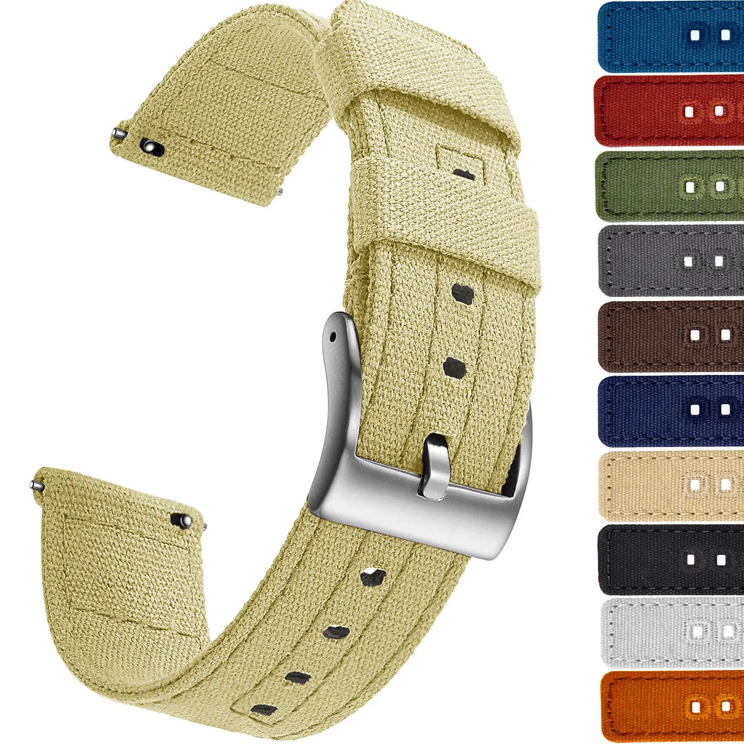 Canvas Quick Release Watch Band Wine Red 22cm 2 Canvas Quick Release Watch Band Wine Red 22cm - Image 2