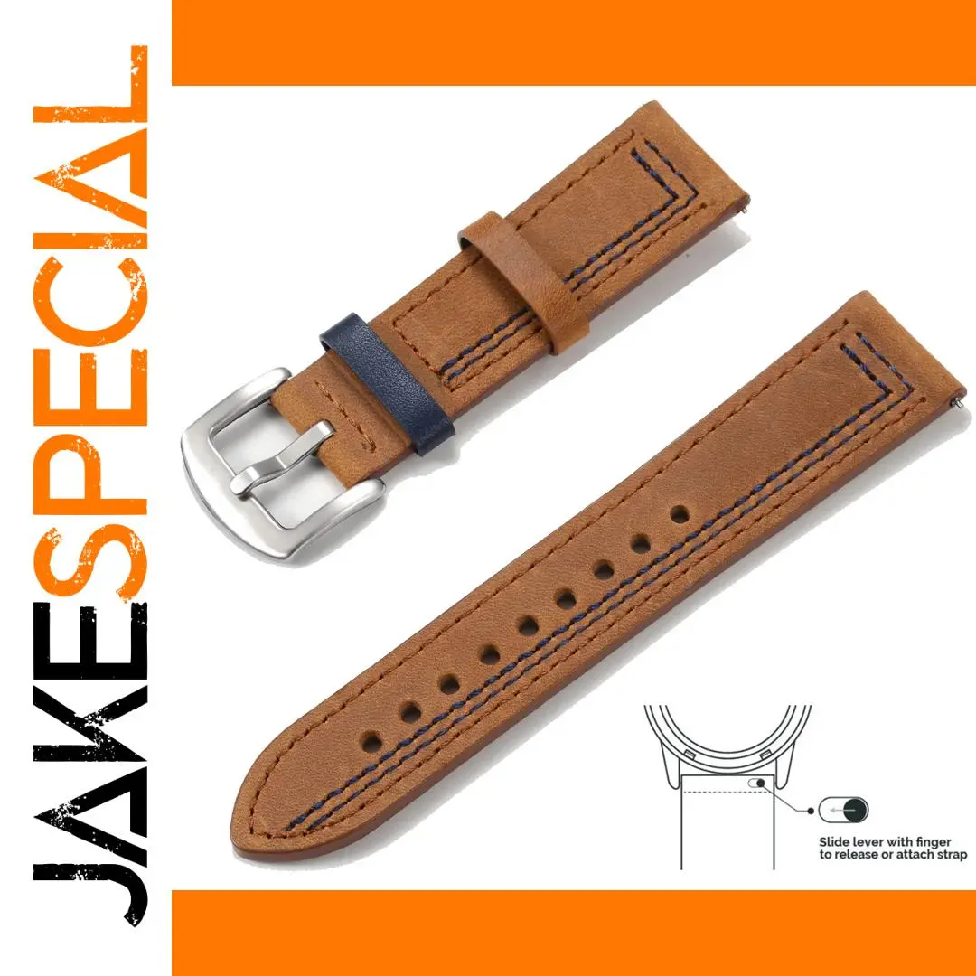 Vintage Leather Watchband for 20mm and 22mm Watches 1 Vintage Leather Watchband for 20mm and 22mm Watches