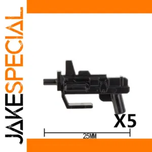 Glossy Black Minifigure Weapons Set of 5