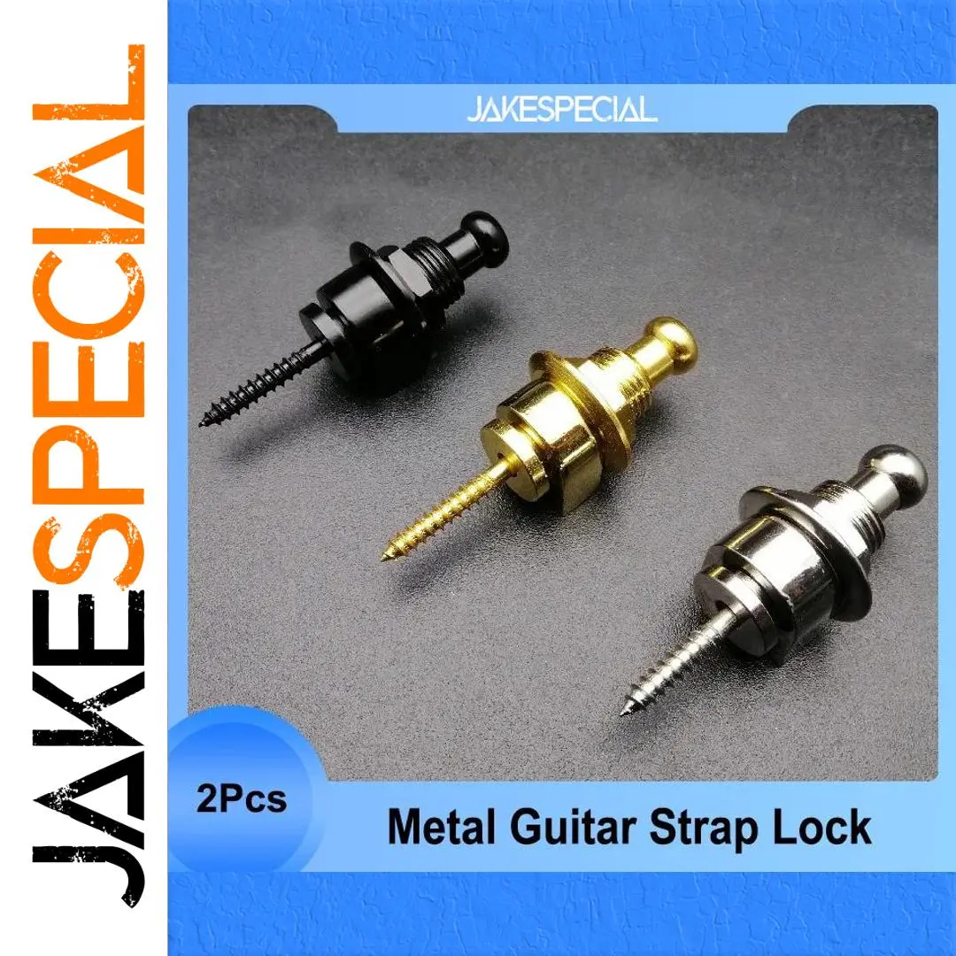 Guitar Strap Lock Set in Black Gold Chrome 1 Guitar Strap Lock Set in Black Gold Chrome