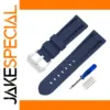 Silicone Watch Band Blue Silver 20-26mm Widths
