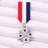 Star Medal Brooch with Tri-Colored Ribbon