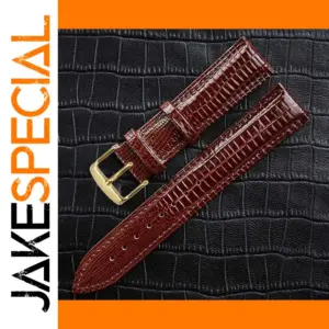 Lizard Texture Leather Watchband 20cm Brown Gold