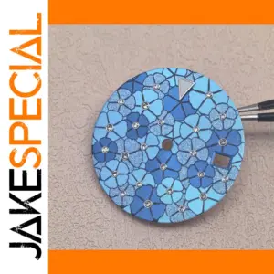 28.5mm Blue Floral Watch Dial with Diamonds