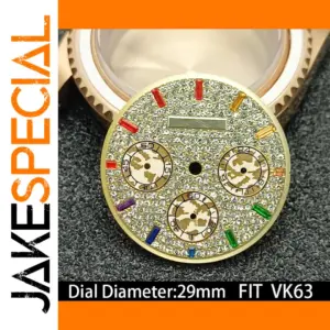 VK63 Compatible 29mm Gold Dial with Crystals