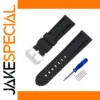 Black Silicone Watch Band for 20mm to 26mm Lug Widths