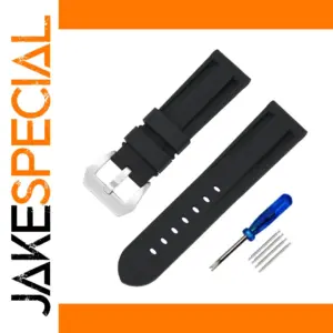 Black Silicone Watch Band for 20mm to 26mm Lug Widths