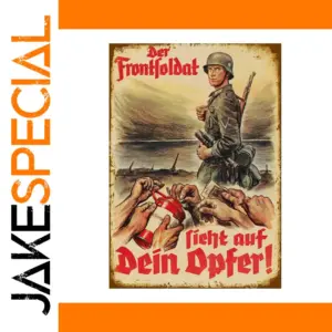 Vintage German Military Metal Sign 8x12 Inches