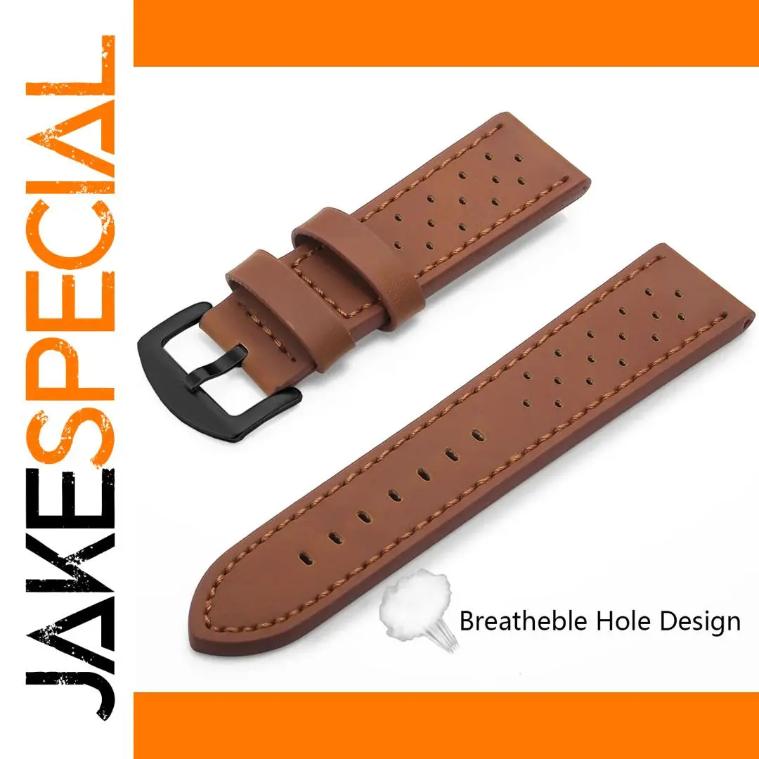 Vintage Leather Watch Strap with Stainless Buckle 1 Vintage Leather Watch Strap with Stainless Buckle