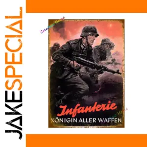 WWII Vintage German Military Tin Sign 8x12 Inch