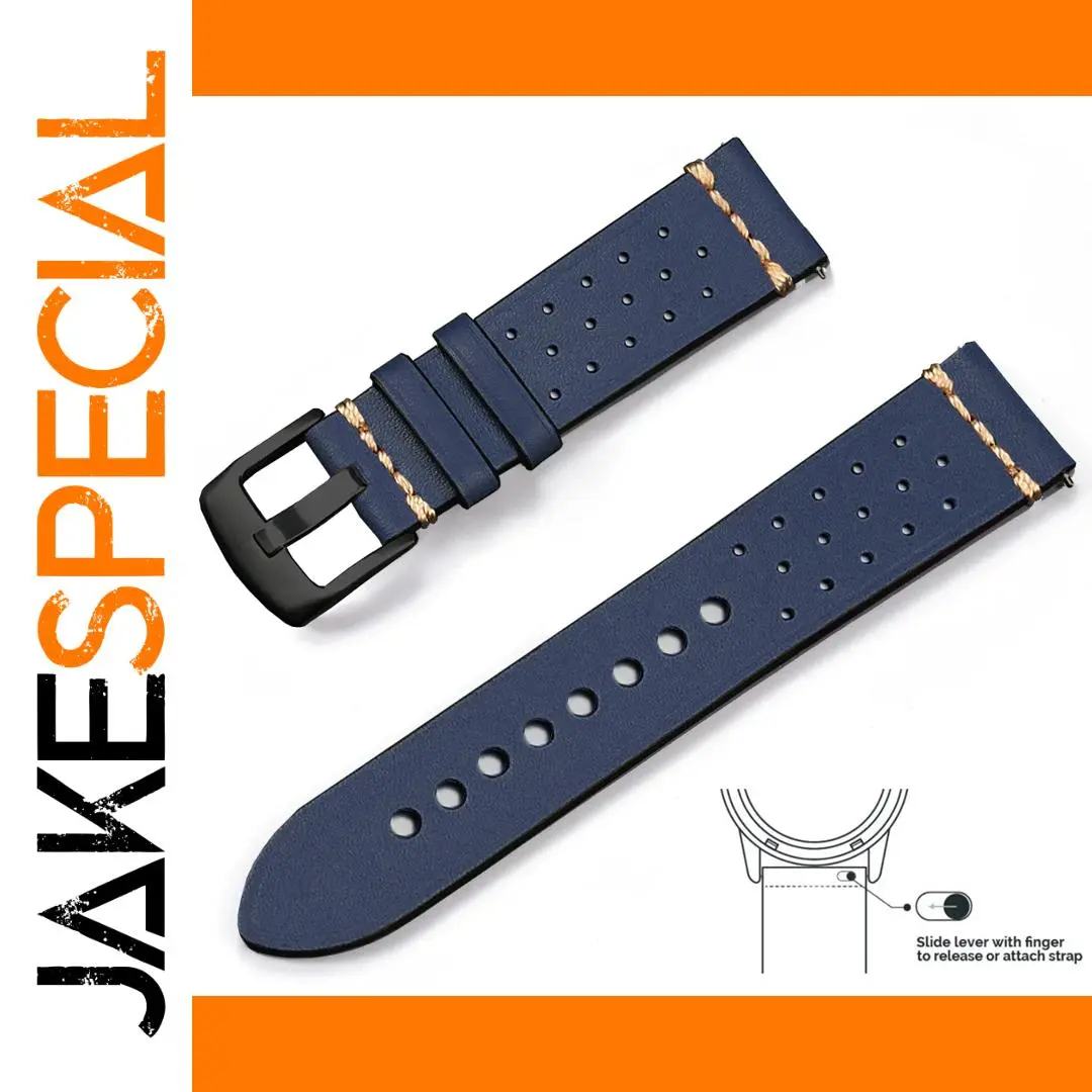Vintage Genuine Leather Watchband 22cm Dark Blue 1 Vintage Genuine Leather Watchband 22cm Dark Blue