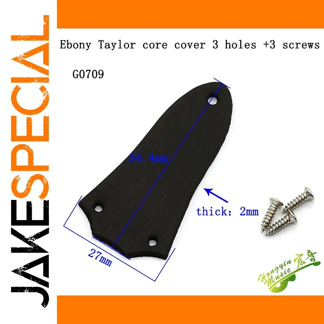 Ebony Acoustic Guitar Truss Rod Cover with Screws 1 Ebony Acoustic Guitar Truss Rod Cover with Screws