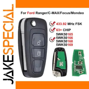 Ford Flip Car Key with 63+ Chip and FSK 433.92 MHz