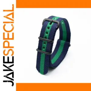 Navy Blue Green Stripe Nylon Watch Strap