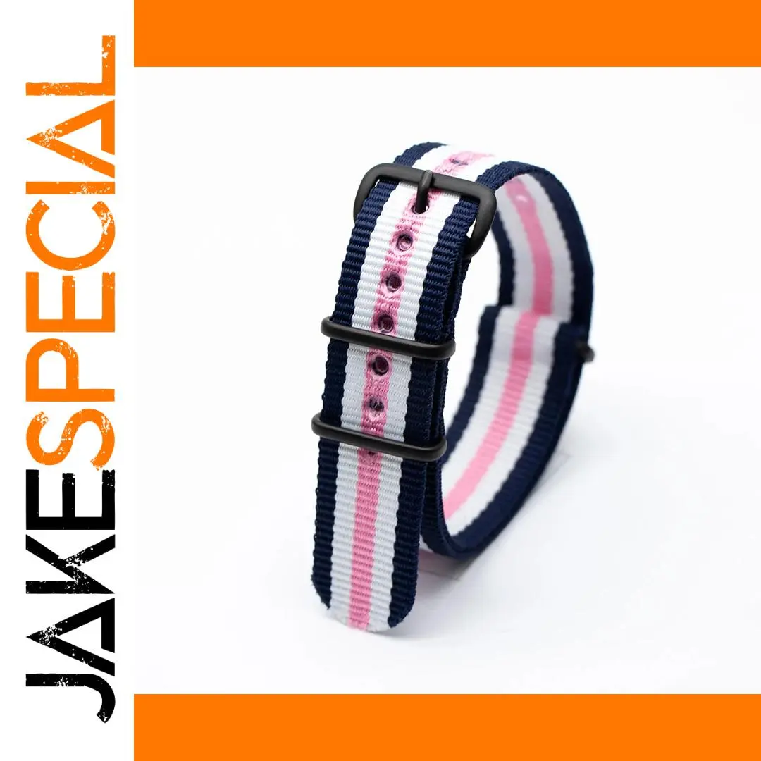 Woven Nylon Watch Strap with Black Buckle 18-24mm 1 Woven Nylon Watch Strap with Black Buckle 18-24mm