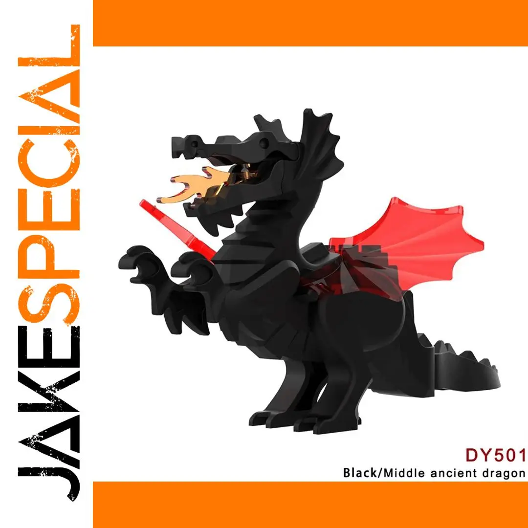 Black Ancient Dragon Figure with Red Wings DY501 1 Black Ancient Dragon Figure with Red Wings DY501