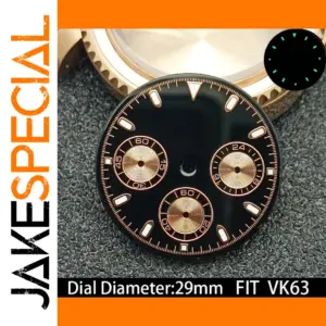 VK63 29mm Black Dial with Gold Accents